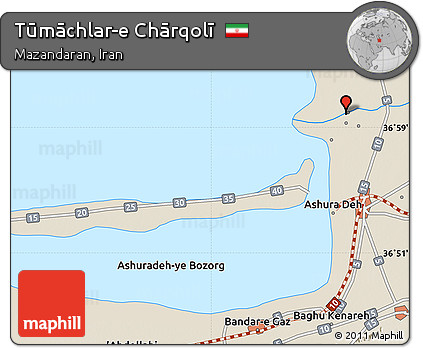 Shaded Relief Map of Tūmāchlar-e Chārqolī