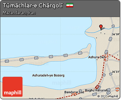 Shaded Relief Map of Tūmāchlar-e Chārqolī