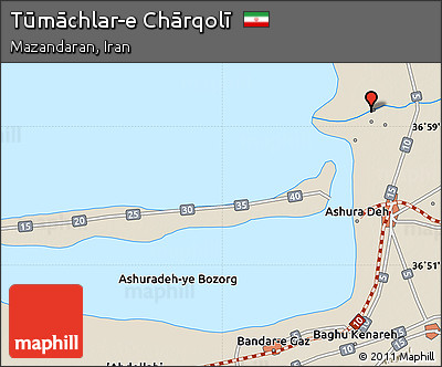 Shaded Relief Map of Tūmāchlar-e Chārqolī