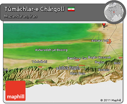 Satellite Panoramic Map of Tūmāchlar-e Chārqolī