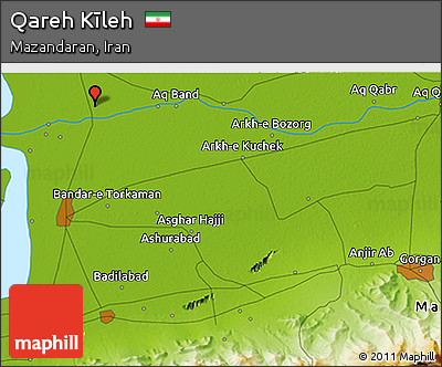 Physical 3D Map of Qareh Kīleh