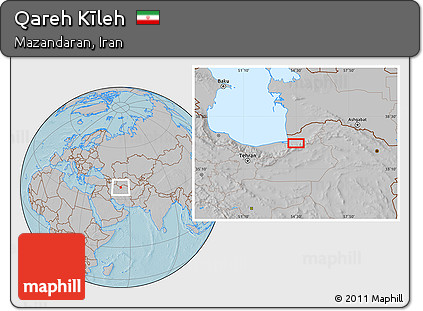 Gray Location Map of Qareh Kīleh, hill shading