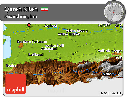 Physical Panoramic Map of Qareh Kīleh