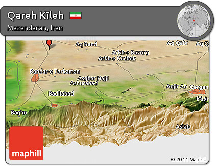 Satellite Panoramic Map of Qareh Kīleh
