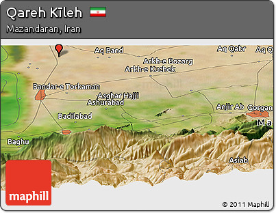 Satellite Panoramic Map of Qareh Kīleh
