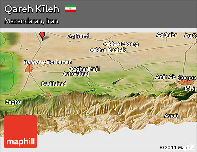 Satellite Panoramic Map of Qareh Kīleh