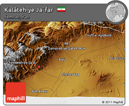 Physical 3D Map of Kalāteh-ye Ja`far