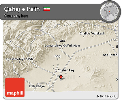 Shaded Relief 3D Map of Qahej-e Pā'īn