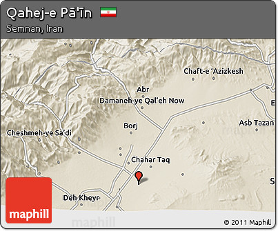 Shaded Relief 3D Map of Qahej-e Pā'īn
