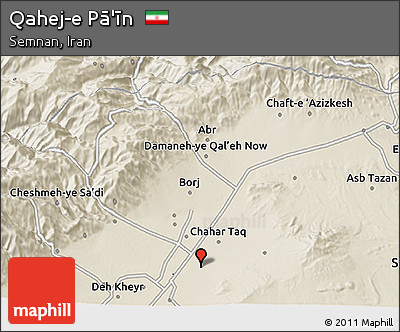 Shaded Relief 3D Map of Qahej-e Pā'īn