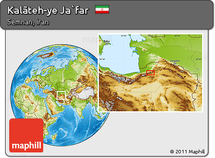 Physical Location Map of Kalāteh-ye Ja`far