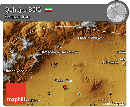 Physical Map of Qahej-e Bālā