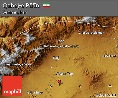 Physical Map of Qahej-e Pā'īn