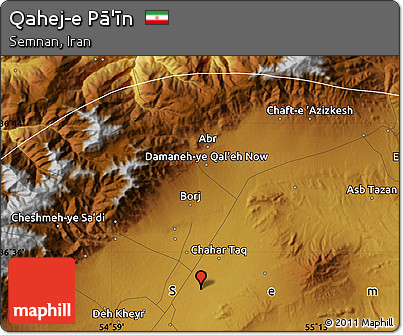 Physical Map of Qahej-e Pā'īn