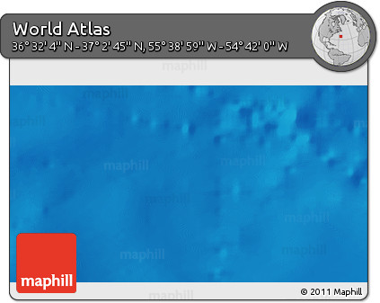 Physical 3D Map of the Area around 36° 47' 25" N, 55° 10' 29" W