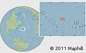 Savanna Style Location Map of the area around 36° 47' 25" N, 55° 10' 29" W, hill shading