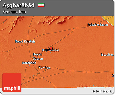 Political 3D Map of Aşgharābād