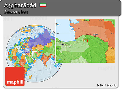 Political Location Map of Aşgharābād