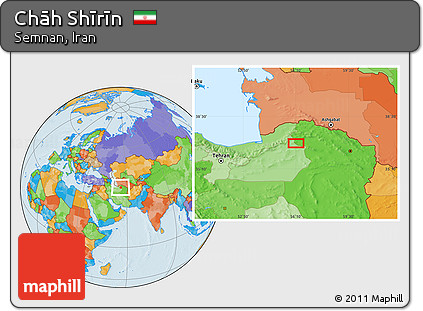 Political Location Map of Chāh Shīrīn