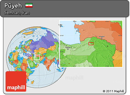 Political Location Map of Pūyeh