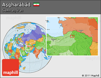 Political Location Map of Aşgharābād