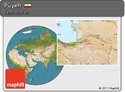 Satellite Location Map of Pūyeh