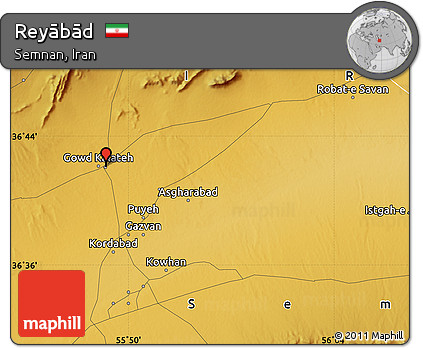 Physical Map of Reyābād