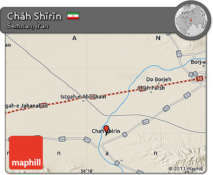 Shaded Relief Map of Chāh Shīrīn