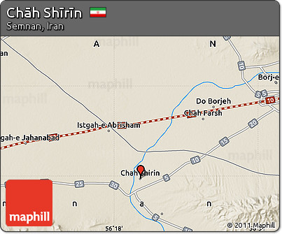 Shaded Relief Map of Chāh Shīrīn