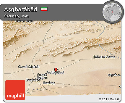Satellite Panoramic Map of Aşgharābād