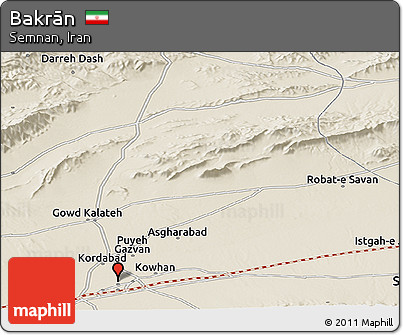 Shaded Relief Panoramic Map of Bakrān