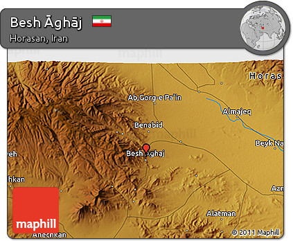 Physical 3D Map of Besh Āghāj