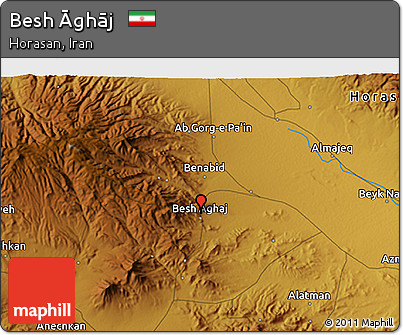 Physical 3D Map of Besh Āghāj