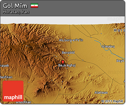 Physical 3D Map of Gol Mīm