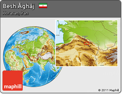 Physical Location Map of Besh Āghāj