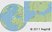 Savanna Style Location Map of the area around 36° 47' 25" N, 5° 1' 30" W