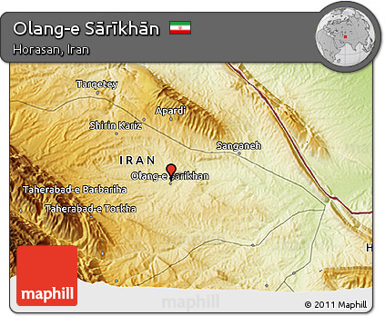 Physical 3D Map of Olang-e Sārīkhān