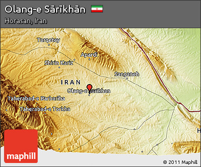 Physical 3D Map of Olang-e Sārīkhān