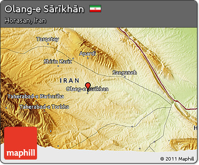 Physical 3D Map of Olang-e Sārīkhān