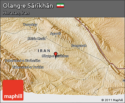 Satellite 3D Map of Olang-e Sārīkhān