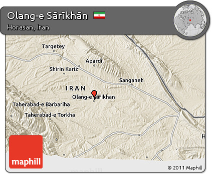 Shaded Relief 3D Map of Olang-e Sārīkhān