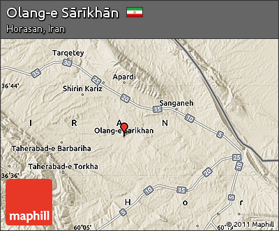 Shaded Relief Map of Olang-e Sārīkhān