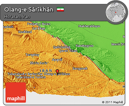 Political Panoramic Map of Olang-e Sārīkhān