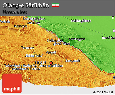 Political Panoramic Map of Olang-e Sārīkhān
