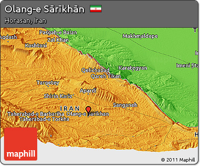 Political Panoramic Map of Olang-e Sārīkhān