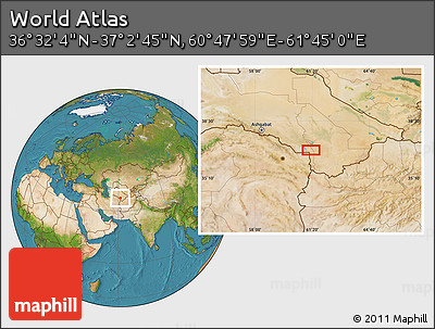 Satellite Location Map of the Area around 36° 47' 25" N, 61° 16' 29" E