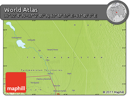 Physical Map of the Area around 36° 47' 25" N, 61° 16' 29" E