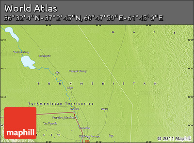 Physical Map of the Area around 36° 47' 25" N, 61° 16' 29" E