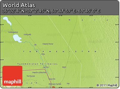Physical Map of the Area around 36° 47' 25" N, 61° 16' 29" E