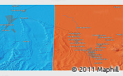 Political 3D Map of the area around 36° 47' 25" N, 65° 31' 30" E